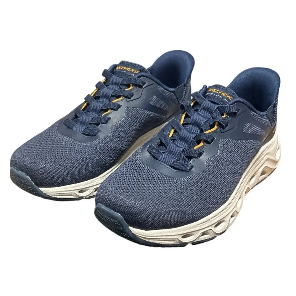 Skechers Men Size 11 Navy Blue Mesh Hands Free Swift Fit Slide On Athletic Shoes